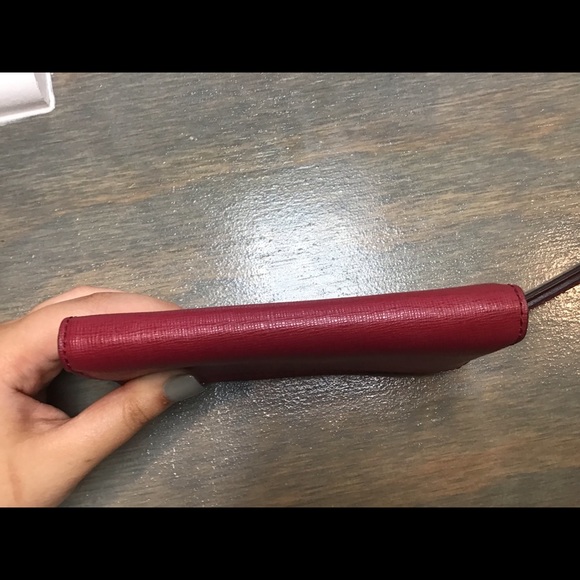 Coach Red Crossgrain Leather Wristlet - Picture 3 of 10